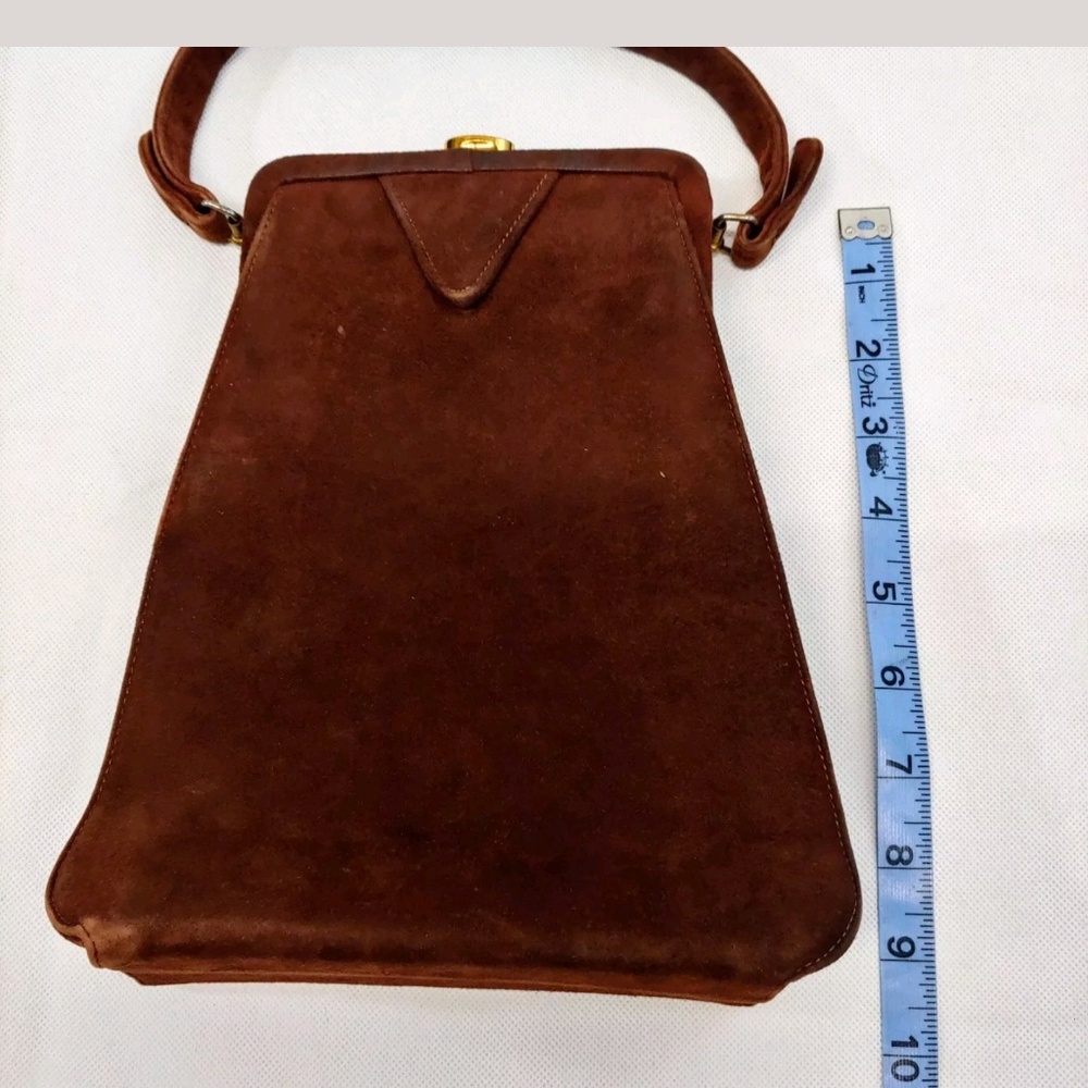 Vintage Art Deco Leather Suede Clutch Purse - Picture 6 of 8